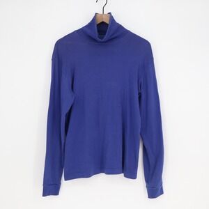 North West Blue Mens Royal Blue Cotton Stretch Turtleneck Long Sleeve Shirt M